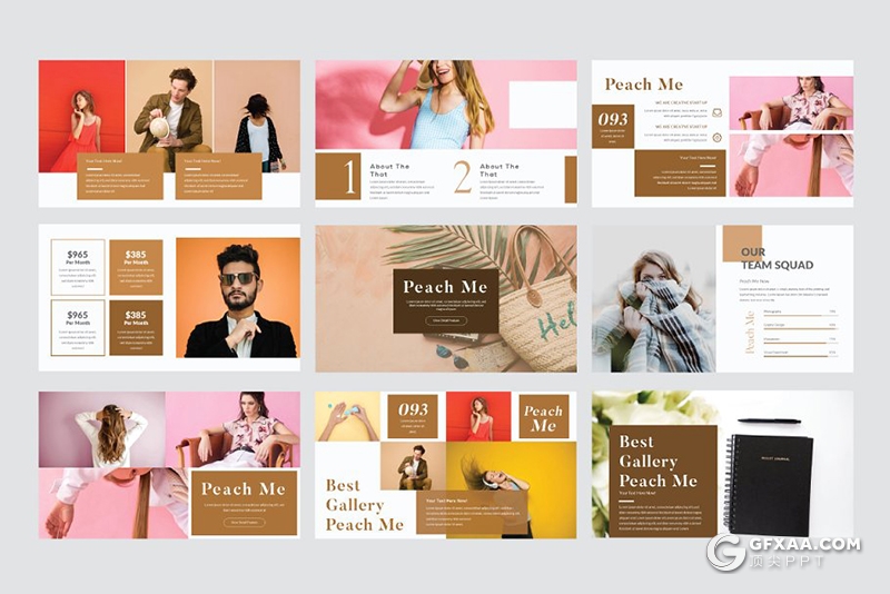 55页简约时尚模特写真摄影图片展示keynote模板 3种主题配色 - 顶尖PPT