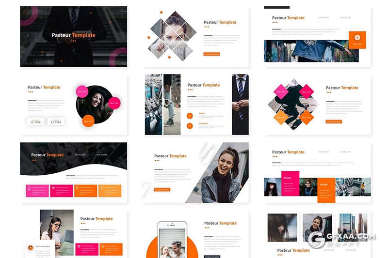 30页彩色多用途工作汇报总结PPT模板 5种主题配色 - 顶尖PPT