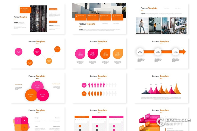 30页彩色多用途工作汇报总结PPT模板 5种主题配色 - 顶尖PPT