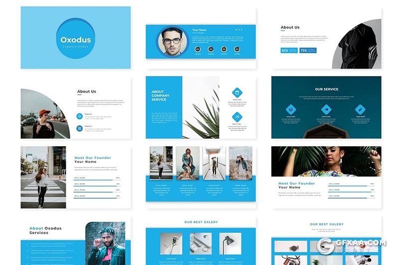 30页扁平化商务风格国外工作分析项目汇报PPT模板 5种主题配色 - 顶尖PPT