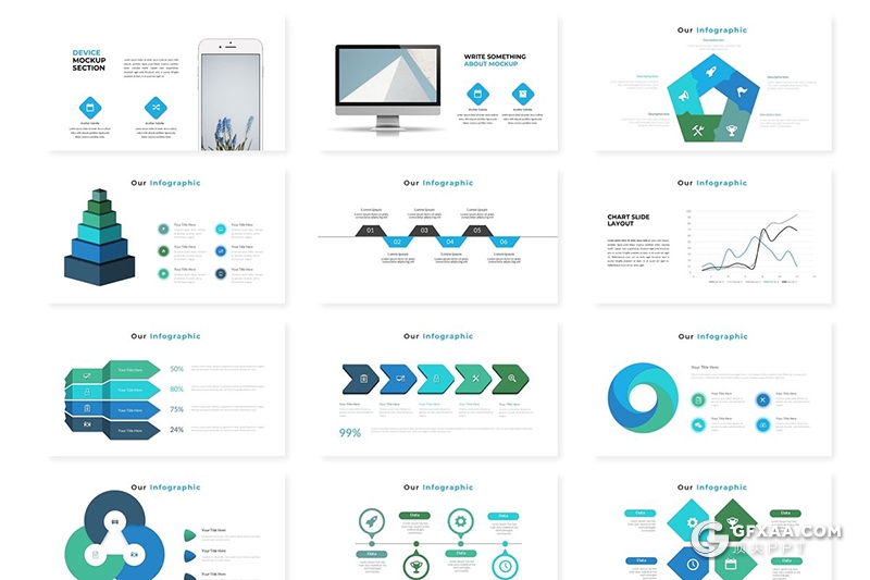 30页扁平化商务风格国外工作分析项目汇报PPT模板 5种主题配色 - 顶尖PPT