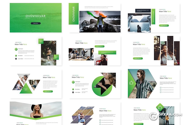 30页5种主题配色欧美商务风格工作汇报数据分析通用Google slides模板 - 顶尖PPT