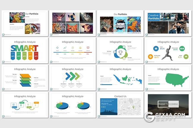 30页欧美商务公司介绍案例展示PPT模板 5种主题配色 - 顶尖PPT