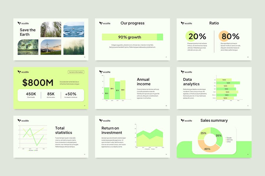 极简小清新环保主题PPT模板 - 顶尖PPT