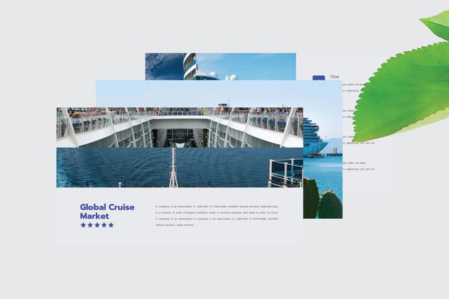 蓝色海洋风邮轮旅游行程介绍Keynote模板 - 顶尖PPT