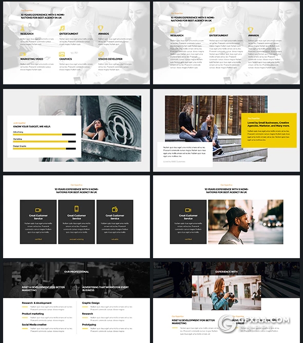 32页扁平化商务团队企业介绍会议介绍通用PPT模板 - 顶尖PPT