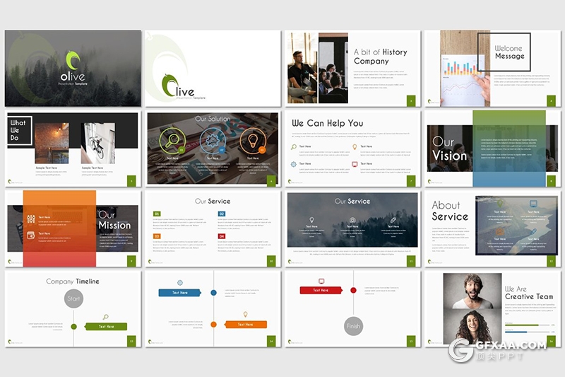 32页企业公司发展历程项目分析汇报keynote模板 5种主题配色 - 顶尖PPT