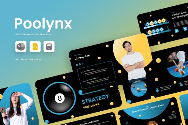 台球相关行业介绍展示PPT模板 - 顶尖PPT