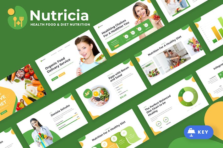 健康食品饮食主题演讲Keynote模板 - 顶尖PPT