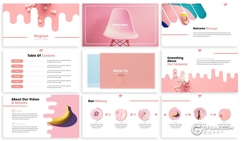 30页创意图形唯美小清新风格多用途PPT模板 3种主题配色 - 顶尖PPT