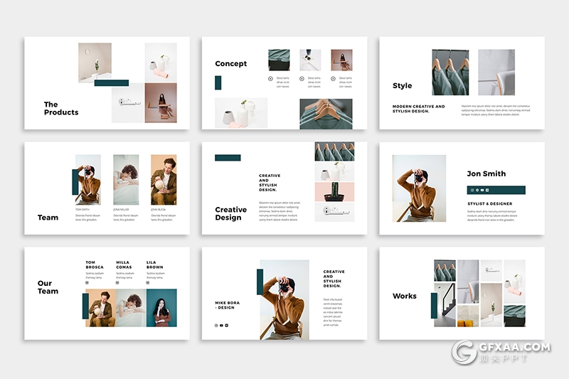 73页极简文艺风格摄影模特服装展示商务通用keynote模板 - 顶尖PPT