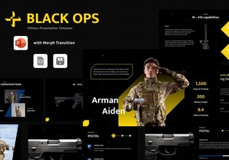 黑色风格军事主题PPT模板 - 顶尖PPT