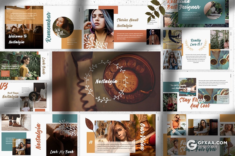 54页时尚杂志风格摄影图片展示Google slides模板 - 顶尖PPT