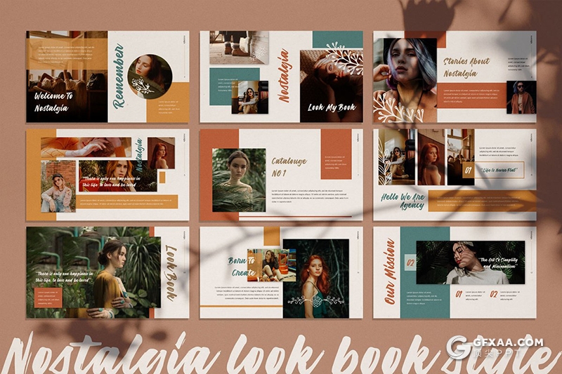 54页时尚杂志风格摄影图片展示Google slides模板 - 顶尖PPT