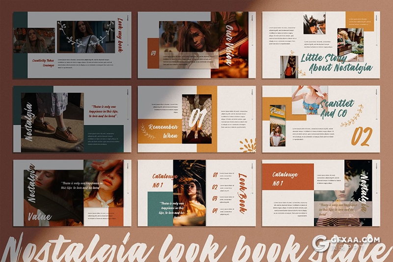 54页时尚杂志风格摄影图片展示Google slides模板 - 顶尖PPT