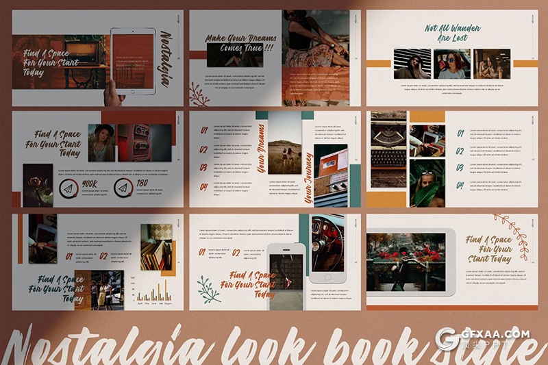 54页时尚杂志风格摄影图片展示Google slides模板 - 顶尖PPT