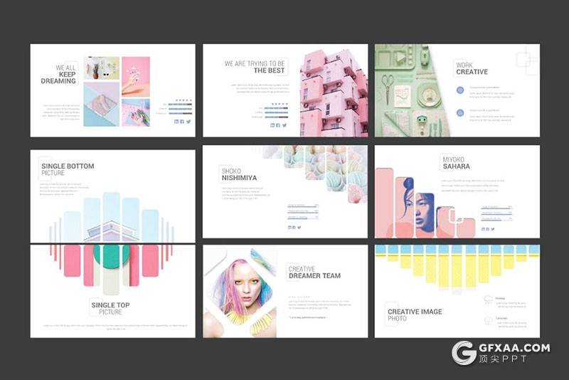 51页艺术杂志风格图片展示keynote模板 - 顶尖PPT