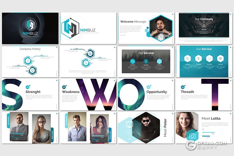 32页国外企业宣传介绍商务工作汇报总结keynote模板 5种主题配色 - 顶尖PPT