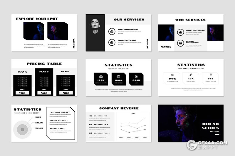 50页大标题图片展示PPT模板 - 顶尖PPT