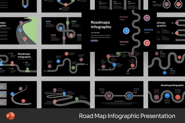项目规划路线图流程信息图形PPT模板 - 顶尖PPT