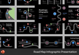 项目规划路线图流程信息图形PPT模板 - 顶尖PPT