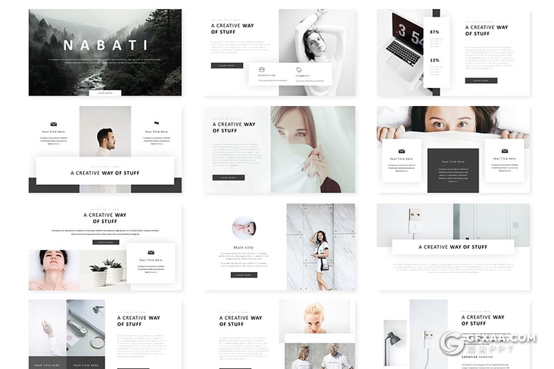 30页国外简约团队风采展示摄影图片展示工作汇报Google slides模板 5种主题配色 - 顶尖PPT