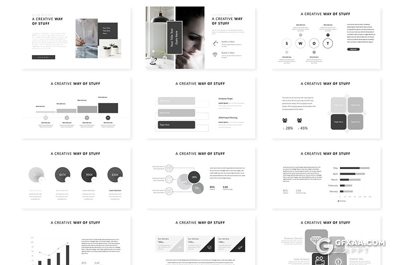 30页国外简约团队风采展示摄影图片展示工作汇报Google slides模板 5种主题配色 - 顶尖PPT