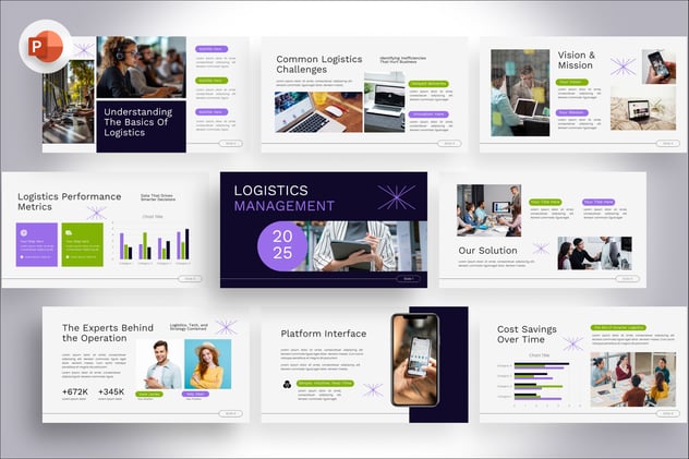 物流管理快递货运PPT模板 - 顶尖PPT