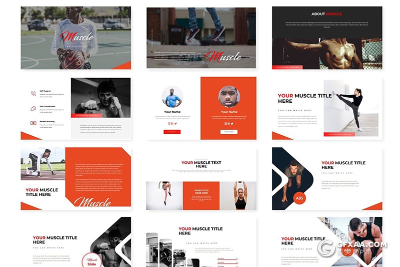 30页体育锻炼体育项目比赛分析统计PPT模板 5种主题配色 - 顶尖PPT