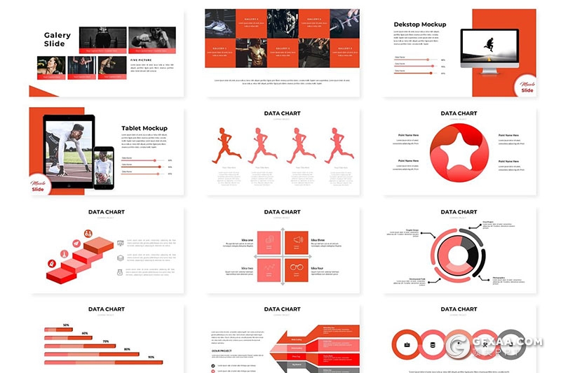 30页体育锻炼体育项目比赛分析统计PPT模板 5种主题配色 - 顶尖PPT