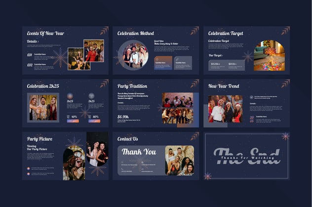 新年快乐节日狂欢PowerPoint模板 - 顶尖PPT