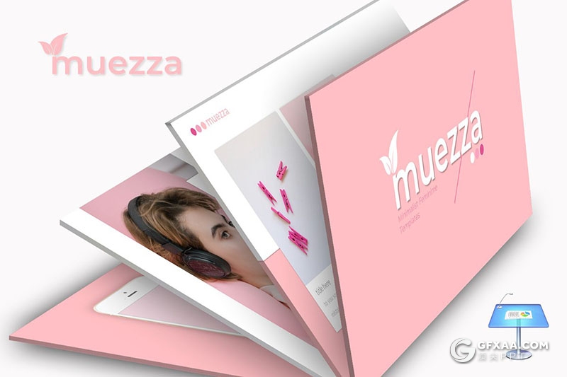 30页小清新风格女性模特写照自拍照展示keynote模板 5种主题配色 - 顶尖PPT