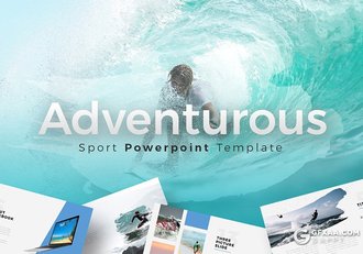 57页海上冲浪探险介绍展示PPT模板 10种主题配色 - 顶尖PPT