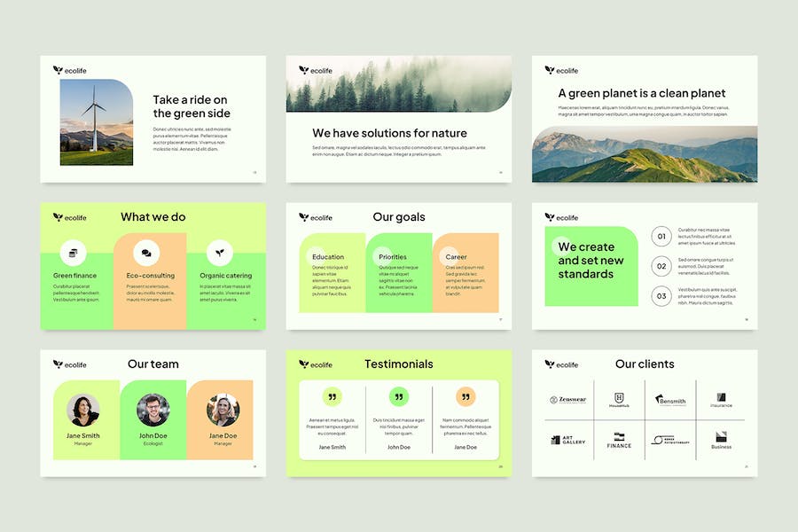 极简小清新环保主题PPT模板 - 顶尖PPT