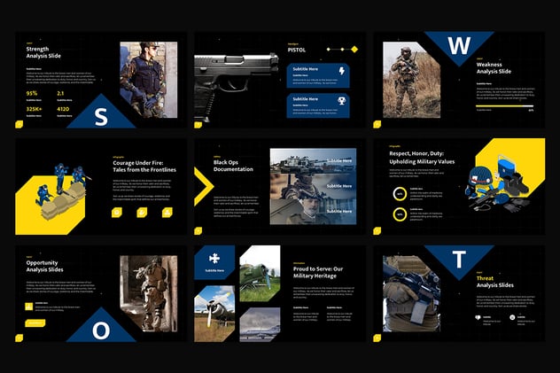 黑色风格军事主题PPT模板 - 顶尖PPT