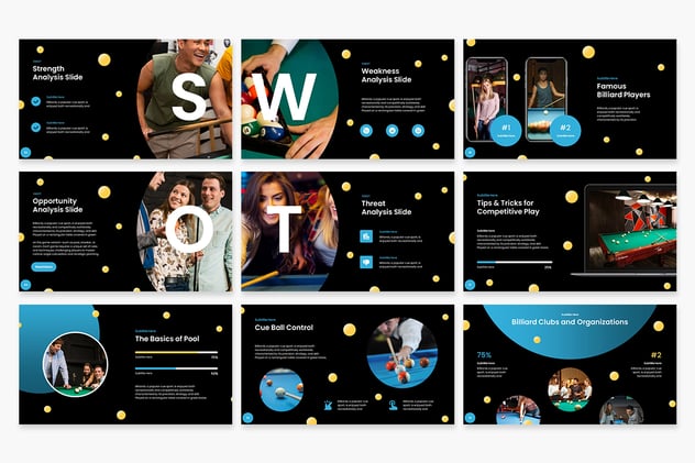 台球相关行业介绍展示PPT模板 - 顶尖PPT