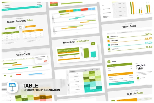 表格数据展示信息图形Keynote模板 - 顶尖PPT