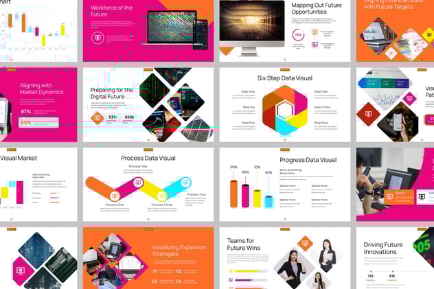 彩色数据可视化图形keynote模板 - 顶尖PPT