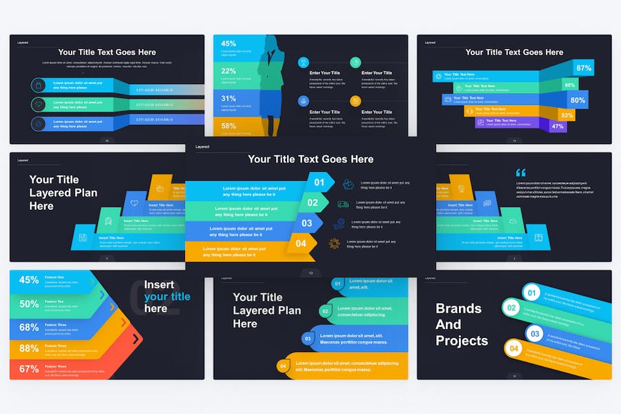 彩色分层信息图形PPT模板 - 顶尖PPT