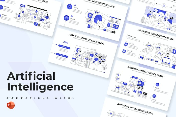 人工智能研发场景插画ai ppt模板 - 顶尖PPT