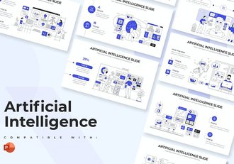 人工智能研发场景插画ai ppt模板 - 顶尖PPT