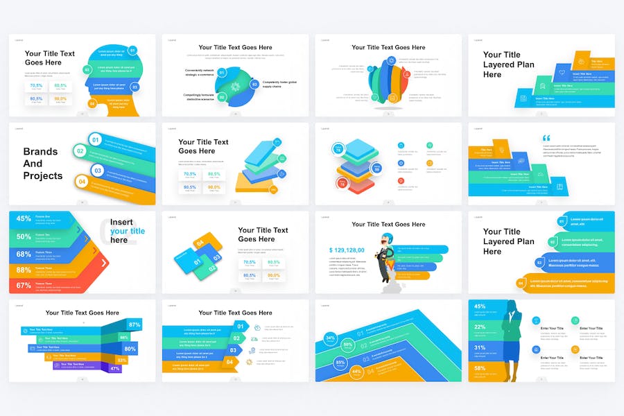 彩色分层信息图形PPT模板 - 顶尖PPT