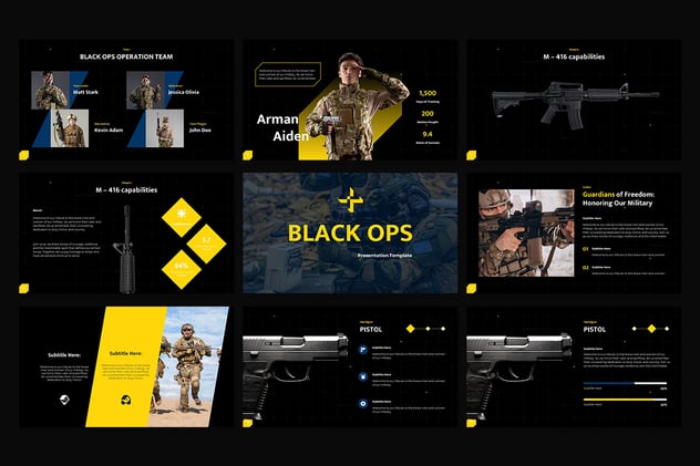 黑色风格军事主题PPT模板 - 顶尖PPT