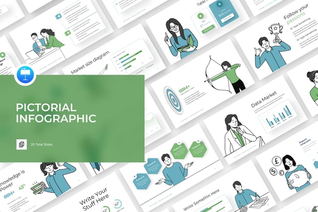 卡通商务人物矢量插画keynote模板 - 顶尖PPT