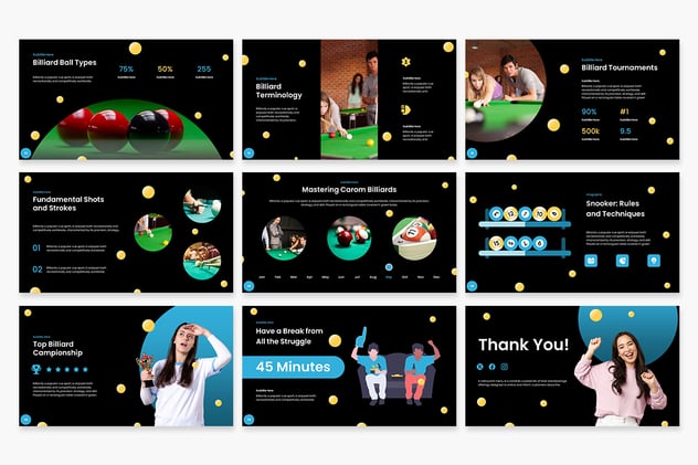 台球相关行业介绍展示PPT模板 - 顶尖PPT