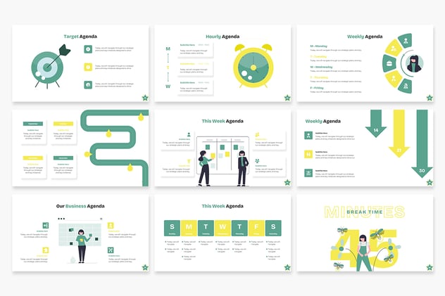 议程信息图表keynote模板 - 顶尖PPT