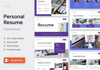 创意个人简历作品集设计展示PPT模板 - 顶尖PPT