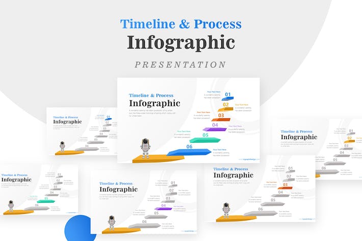 宇航员六阶段信息图PPT模板 - 顶尖PPT