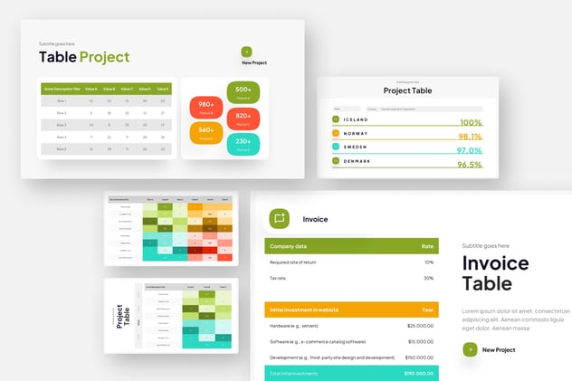 表格数据展示信息图形Keynote模板 - 顶尖PPT