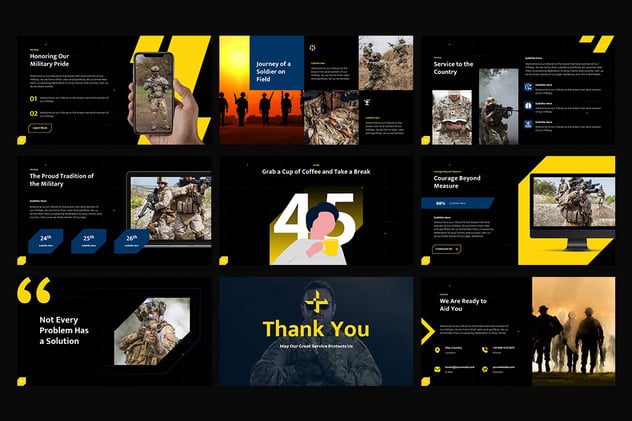 黑色风格军事主题PPT模板 - 顶尖PPT